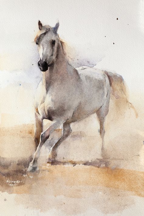 Ivory 12 x 9 watercolor by Kathry Mapes Turner Watercolor Horse Painting, Equine Artwork, Horse Posters, Watercolor Horse, Horse Drawings, Watercolor Painting Techniques, Wildlife Artists, Equine Art, Jackson Hole