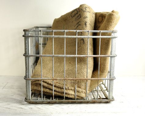 Vintage Metal Crate, Wire Milk Crate, Metal Basket, Wire Crate, Industrial Storage, Industrial Decor by HavenVintage Wire Crate, Milk Crate, Metal Basket, Milk Crates, Industrial Storage, Metal Baskets, Vintage Metal, Decor Ideas, Milk