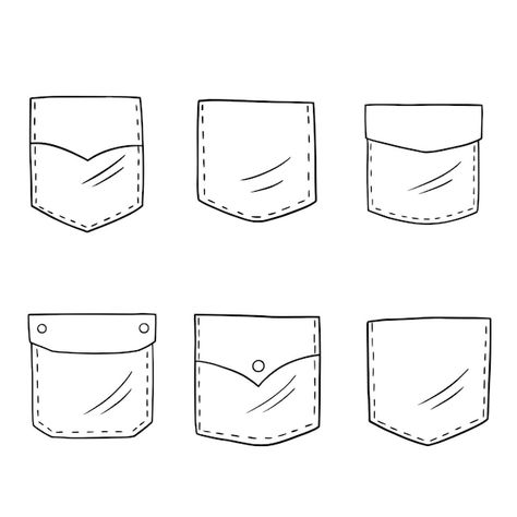 Vector set of patch pockets. black and w... | Premium Vector #Freepik #vector #uniform #uniform-shirt #shirt #shirt-template Pocket Illustration, Pocket Square Styles, Uniform Shirt, Shirt Template, White Illustration, Black And White Illustration, Pocket Square, Premium Vector, Patch Pocket