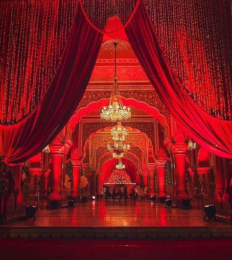 Wedding at City Palace, Jaipur Red Indian Wedding, City Palace Jaipur, Wedding Entrance Decor, Red Theme, Red Indian, Wedding Mandap, Wedding Design Decoration, New Retro Wave, Wedding Reception Locations