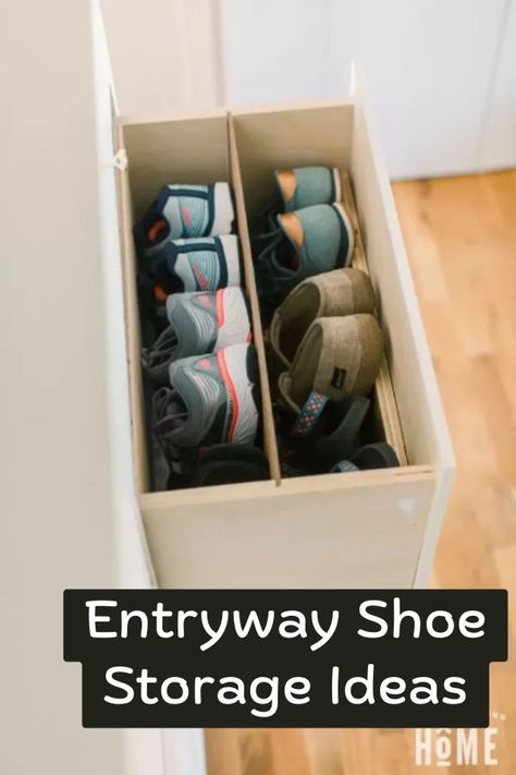 Front Door Shoe Storage, Shoe Storage Drawers, Shoe Cabinet Design, Entryway Shoe Storage Ideas, Armoire Entree, Shoe Storage Ideas, Shoe Drawer, Entry Closet, Diy Shoe Storage