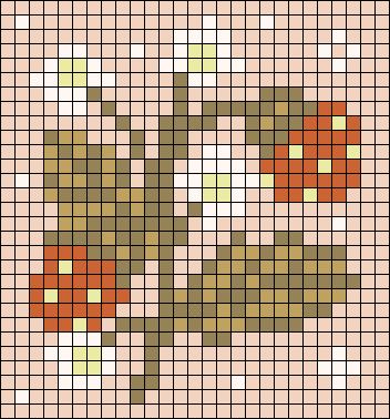 Pixel Floral Pattern, Cherry Grid Pattern, Cottagecore Grid Pattern, Cross Stitch Square Pattern, Floral Tapestry Crochet Pattern, Pixel Art Pattern Square, Strawberry Pixel Grid, Plant Grid Pattern, Alpha Pattern Grid