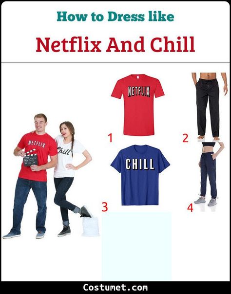 Netflix and Chill Costume for Cosplay & Halloween 2022 Netflix And Chill Costumes, Netflix Shirt, Halloween 2022, Netflix And Chill, Cosplay Halloween, Comfy Pants, Halloween Party Costumes, Couples Costumes, Cool Costumes