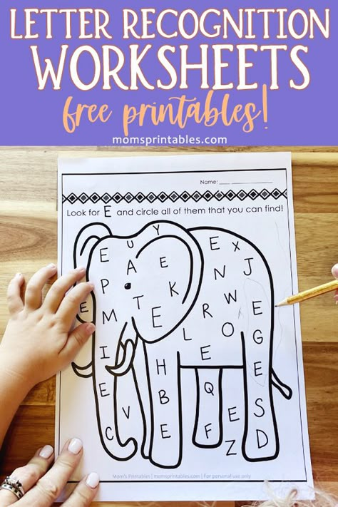 Letter Recognition Worksheets Free | Letter Recognition Worksheets PDF | Letter Recognition Worksheets for preschoolers | Letter Recognition Worksheets for kindergarten for toddlers | Free PDF downloads at Moms Printables! Letter Recognition Printables, Letter Recognition Worksheets Free, Letter Find Worksheets Free Printables, Uppercase Letters Printable Free, Prek Letter Recognition Activities, Letter Recognition Activities Preschool Free Printables, Letter Matching Worksheets For Preschool, Letter Review Activities For Preschool, Preschool Letter Recognition Activities