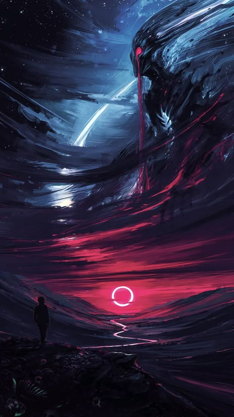 The Omen Alena Aenami, Yuumei Art, Creature Fantasy, The Omen, Wallpaper Retro, Art Noir, Cosmic Horror, 다크 판타지, Fantasy Monster