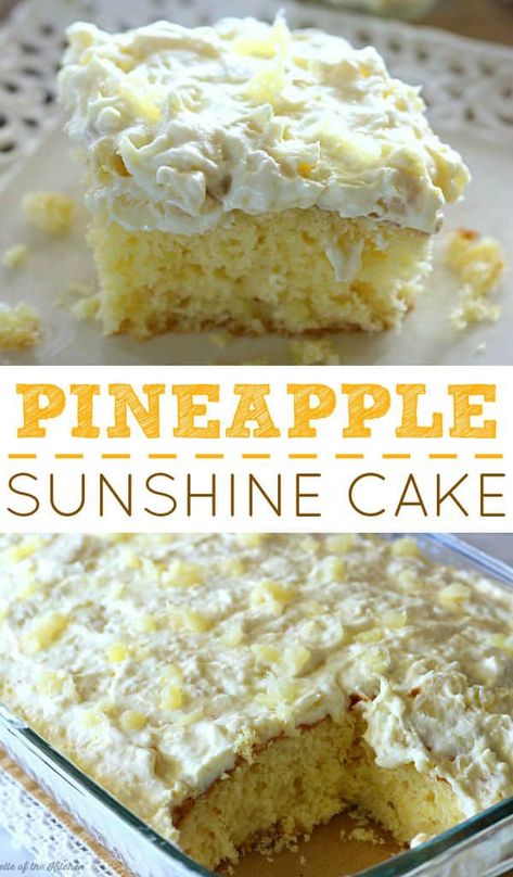 Pineapple Sunshine Cake, Cake With Whipped Cream, Sunshine Cake, Pineapple Desserts, Overnight Oat, Pineapple Recipes, Dessert Aux Fruits, Whipped Cream Frosting, Oreo Dessert