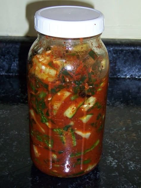 Korean Cucumber, Cucumber Kimchi, Sour Cabbage, Fermented Veggies, Kimchi Recipe, Fermentation Recipes, Korean Cooking, Fermented Vegetables, Pickled Veggies