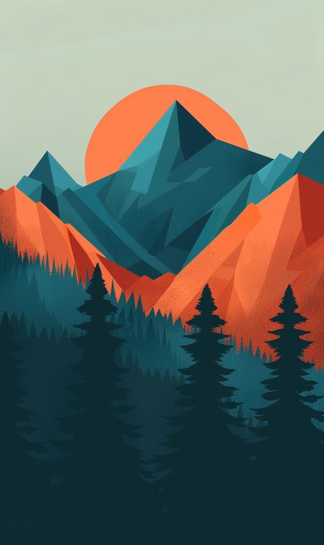 #GeometricLandscape #TriangularMountains #Trees #TealBlue #Orange #Modern #Abstract #3:5AspectRatio #TheCandie Blue And Orange Color Scheme, Orange Color Scheme, Google Pixel Wallpaper, View Of Nature, Geometric Landscape, Mountains And Trees, Inspirational Digital Art, Orange Color Schemes, One Piece Wallpaper Iphone