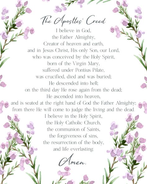 Apostles Creed Catholic, Prayer Catholic, Pontius Pilate, Catholic Wall Art, Apostles Creed, Catholic Decor, Prayer Wall, God The Father, Daughter Of God