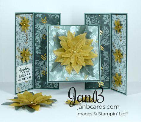 Floating Screen Card Video - JanB Cards Screen Cards, Fancy Fold Card Tutorials, Tri Fold Cards, Beautiful Christmas Cards, Interactive Cards, Shaped Cards, 3d Cards, Card Making Tutorials, Fancy Fold Cards