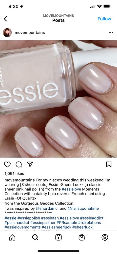 Essie Sheer Luck Nail Polish, Vanilla Nail Polish, Essie Sheer Luck, Essie Sheer, Essie Polish, Pink Nail Polish, Nail Varnish, Essie, Hair And Nails