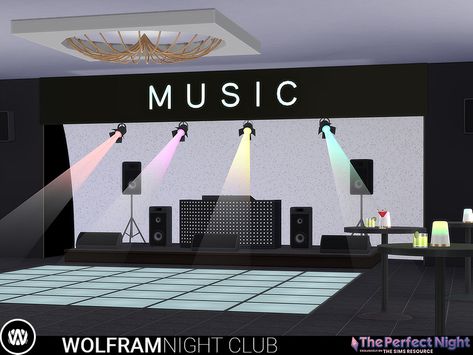 The Sims Resource - The Perfect Night - Wolfram Night Club Music Sims 4 Dance Floor, Sims 4 Spotlight Cc, Sims 4 Dj Cc, Sims 4 Dj Booth, Sims 4 Dj Booth Cc, Futuristic Lamp, Disco Floor, Light Up The Dance Floor, Night Club Dance