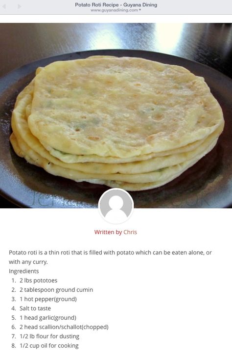 Roti Trinidad, Chicken Roti Recipe, Trinidad Roti, Simply Recipe, Soft Roti Recipe, Potato Roti, Guyana Recipes, Soft Flatbread Recipe, Trini Recipes