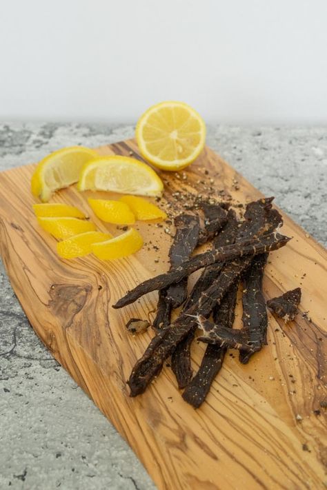 A lemon peppered jerky that will get your taste buds begging for more. A little spice and refreshment from the lemon pepper is what makes this recipe work. via @Jerkyholic Jerkey Recipes, Homemade Beef Jerky, Pepper Beef, Jerky Recipe, Beef Jerky Recipes, Jerky Recipes, Premium Meat, Beef Liver, Lean Beef