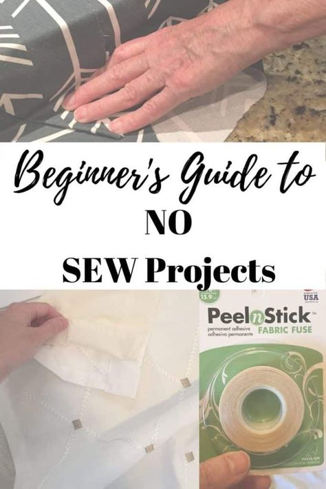 Beginner's Guide to No Sew Projects with No Sew Products No Sew Cushion Covers Diy, No Sew Crafts With Fabric, No Sew Fabric Crafts, No Sew Projects, Curtains Without Sewing, Upcycle Home, No Sew Pillow Covers, House Organization, Sewing Cushions