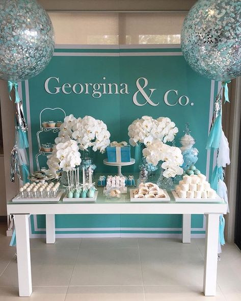 Tiffany Co Sweet 16 Decor, Tiffany And Co Bday Party, Tiffany And Co Sweet 16 Ideas, Sweet 16 Tiffany And Co Theme, Tiffany’s Bridal Shower Theme, Tiffany Co Birthday Ideas, Tiffany & Co Theme Party, Tiffany Theme Party Decorations, Tiffany Co Bridal Shower Theme