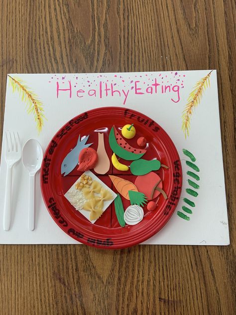 Healthy Food Crafts Preschool Ideas, Eatwell Plate Activity, Food Groups Crafts Preschool, Healthy Food Lesson Plans Preschool, My Healthy Plate Activities For Kids, Healthy Plate Craft, Healthy Food Activities For Toddlers, Healthy Plate Craft For Kids, Healthy Food Craft