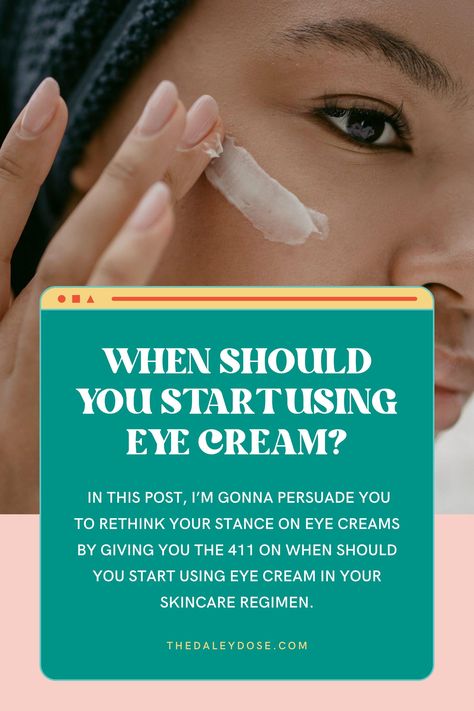 Wondering when to start using eye cream? The answer: NOW! Whether you're in your 20s or beyond, investing in an eye cream can work wonders for your skin. From reducing fine lines to combating puffiness, discover the benefits of adding an eye cream to your skincare routine early on. #EyeCream #SkincareTips #HealthySkin Crepey Skin, Best Eye Cream, Concealer For Dark Circles, Your 20s, Dark Circles Under Eyes, Affordable Skin Care, Anti Aging Ingredients, Anti Aging Tips, Daily Skin Care Routine