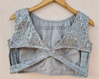 Cutsleeves Blouse, Silver Sequin Blouse, Blouse Sari, Long Blouse Designs, Blouse Crop Top, Blouse Indian, Blouse Crop, Backless Blouse Designs, Lehenga Blouse Designs