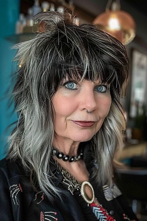 Best Shag Haircuts for Women Over 60 Wispy Shag Haircut, Platinum Streaks, Wispy Shag, Highlights For Women, Shag Haircuts For Women, Shag Layered Hairstyles, Best Curly Haircuts, Rocker Hair, Modern Shag Haircut