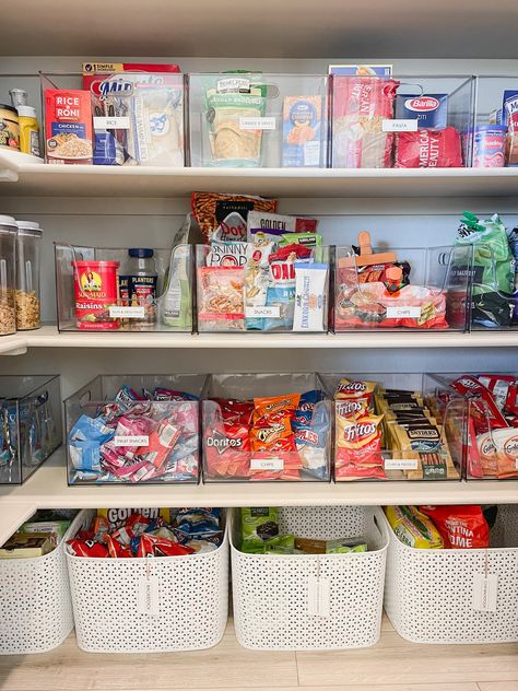 Are your snack zones ready for summer break? Now is a great time to edit your fridge, pantry, and freezer before your kids are home more and searching for food. Don't forget the 3 steps to organizing any space- Empty Sort Organize Want more help organizing? Join our email list and get our free 3 step guide to organizing! https://www.subscribepage.com/tss3steps Clear Storage Bins Organization Pantry, Snack Food Organization, Organized Snack Pantry, Pantry Organization Clear Bins, How To Organize Chips In Pantry, Pantry Organization For Kids' Snacks, Snack Pantry Goals, Food Organization No Pantry, Kids Snack Organization