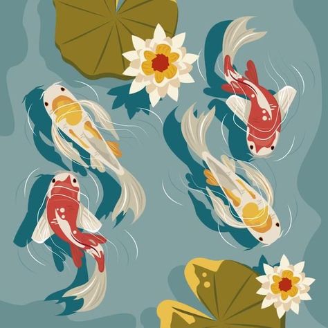 Aesthetic Fishing, Karp Koi, Fish Tank Ideas, Bear Table, Fish Aesthetic, Koi Fishes, Fish Tank Themes, Koi Fish Drawing, Koi Art