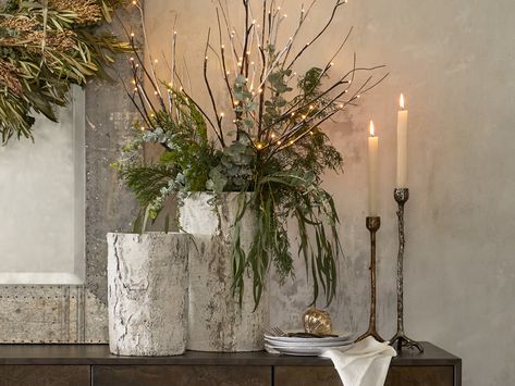 Decor With Candles, House Of Silver Lining, The House Of Silver Lining, Birch Vase, Arhaus Furniture, Birch Branches, Winter Wonderland Christmas, Boho Christmas, Silver Lining