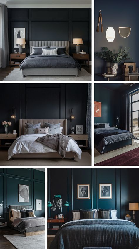 🖤 Dark & Moody Bedroom Vibes 🖤 Looking for the ultimate cozy retreat? A dark and moody bedroom sets the perfect tone for deep, restful sleep. Think rich colors, soft lighting, and luxe textures! ✨🌙 #MoodyBedroom #DarkDecor #BedroomInspo