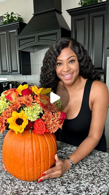 Stella Anderson on Instagram: "New fall floral arrangement 🍂🌻 Hoping that this fall season brings you happiness, love, peace, and new opportunities 🫶🏽 

#fallflorals #falldecorations #flowersphotography #diyhome #pumpkinseason #bouquetofflowers 

What do you think about this arrangement?" Fall Pumpkin With Flowers, Pumpkin Vases With Flowers, Flower Arrangement In Pumpkin, Real Pumpkins With Flowers, Oumpkin Flower Areangnent, Fall Floral Arrangements, Old Hollywood Glam, Pumpkin Seasoning, Hollywood Glam