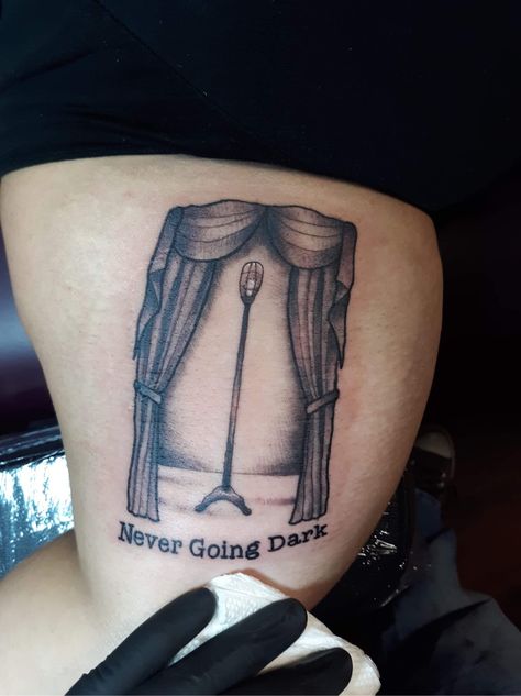 Theatre tattoos , theatre tech Musical Theater Tattoos, Theater Tattoos, Theater Tattoo Ideas, Curtain Tattoo, Theatre Tattoo Ideas, Theatre Tattoos, Stage Tattoo, Theater Tattoo, Theatre Tattoo