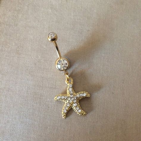 Starfish Belly Button Piercing, Cute Gold Belly Button Piercing, Shell Belly Button Piercing, Gold Navel Jewelry, Gold Belly Button Jewelry, Beachy Belly Button Piercing, Star Belly Button Piercing, Summer Belly Button Rings, Belly Button Piercing Gold