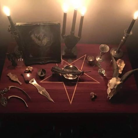 Satanic Altar Setup, Satanism Aesthetic, Satanic Aesthetic, Sister Imperator, Satanic Altar, Satanic Bible, The Satanic Bible, Witch Room, Black Magick