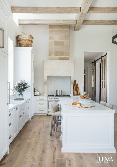 French Country Details Enrich An AZ Designer's Home | Luxe Interiors + Design European Country Kitchen, French Farmhouse Kitchen, Kitchen 2021, Above Kitchen Cabinets, French Country Kitchens, French Country Kitchen, Luxe Interiors, Interior Modern, Interiors Design