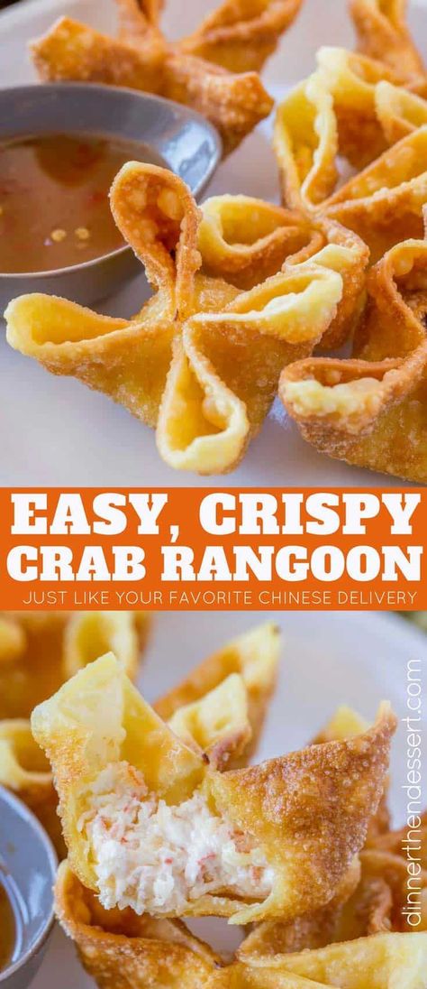 Crab And Cream Cheese, Rangoon Recipe, Crab Rangoon Recipe, Cheese Wontons, Cream Cheese Wontons, Homemade Chinese Food, Sweet And Sour Sauces, Wonton Recipes, Mapo Tofu