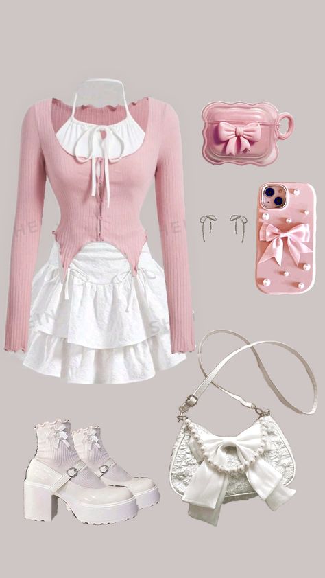 #ootd #shein #甜妹风 Dollcore Outfits, Simple Outfits For School, Aesthetic Outfit Ideas, Mode Inspo, Really Cute Outfits, Girly Outfits, Korean Outfits, Casual Style Outfits, Eminem