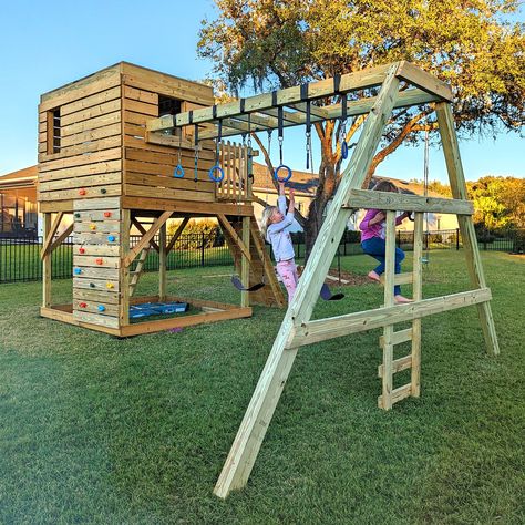 Paul Gifford (@paulsplayhouses) • Instagram photos and videos Clubhouse Plan, Diy Clubhouse, Fantasy Tree House, Simple Playhouse, Playset Plans, Boys Playhouse, Backyard Playset, Kids Backyard Playground, Kids Backyard