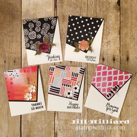 Simple Card Layouts, Stampin Up Scrap Paper Cards, Designer Paper Cards, Cards Simple, Designer Prints, Fold Cards, Fancy Fold Cards, Fun Fold Cards, Card Patterns