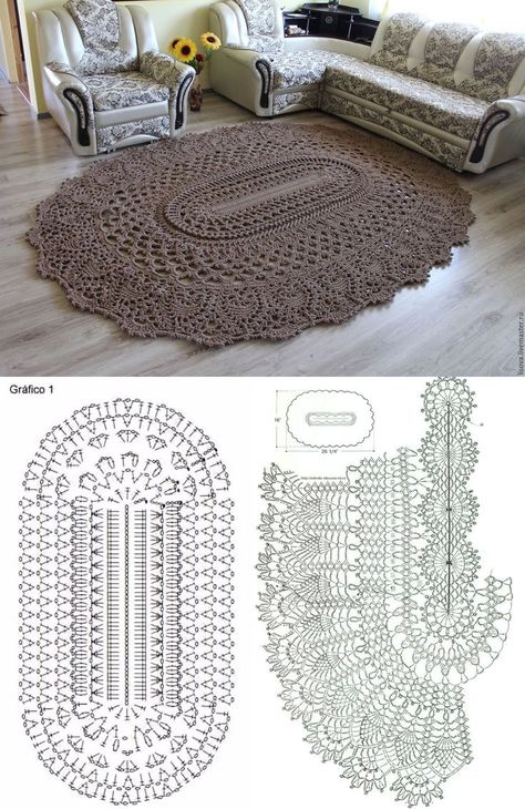 Easy Crochet Rug Patterns, Easy Crochet Rug, Crocheted Rugs, Taplak Meja Crochet, Crochet Rug Patterns Free, Simpul Makrame, Crochet Doily Rug, Crochet Tablecloth Pattern, Crochet Mat