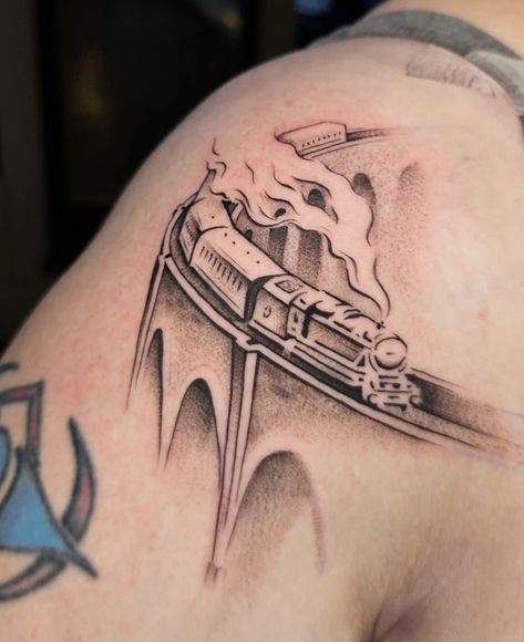 Insider Tattoo photos Train Tattoos For Women, Steam Train Tattoo, Harry Potter Sleeve, Train Tattoo, Glenfinnan Viaduct, Trip To Scotland, Landscape Sketch, Thomas The Train, Chest Tattoo