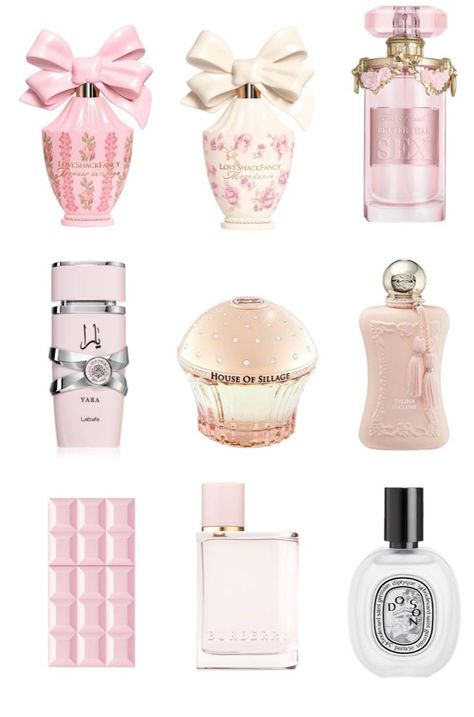 Pink Perfumes, Cute Perfume, Koleksi Parfum, Fragrances Perfume Woman, Pink Perfume, Perfume Collection Fragrance, Bath And Body Works Perfume, Pretty Skin Care, Perfume Scents