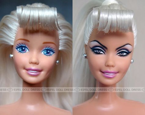 Barbie Doll Repaint, Ooak Barbie Repaint, Doll Face Repaint, Barbie Makeover, Repainting Barbie Faces, Barbie Repaint, Doll Repaint Tutorial, Rerooting Doll Hair Monster High, Ooak Barbie