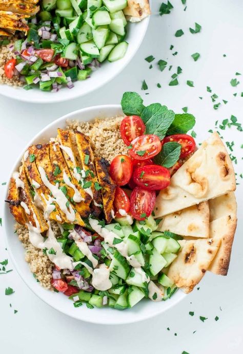 Healthy Chicken Shawarma, Quinoa Bowls Healthy, Quinoa Bowls, Make Ahead Lunches, Quinoa Bowl, Chicken Shawarma, Make Ahead Meals, Chia Pudding, Chicken Casserole