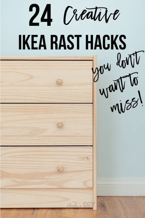 Genius Ikea Rast hacks you can't miss! The perfect ideas to make the unfinished Ikea rast nightstand your own! #AnikasDIYLife #ikeahacks #furnituremakeover #ikea #rast #diy #homedecor Dy Ikea, Rast Diy, Rast Nightstand, Ikea Nightstand Hack, Ikea Rast Nightstand, Ikea Rast Makeover, Nightstand Hack, Hackers Ikea, Ikea Rast Dresser