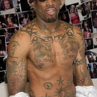 Dennis Rodman Allen Iverson Tattoos, Denis Rodman, Jr Smith, Nostalgia Music, Black Men Tattoos, Best Neck Tattoos, 90s Nba, Dennis Rodman, Allen Iverson