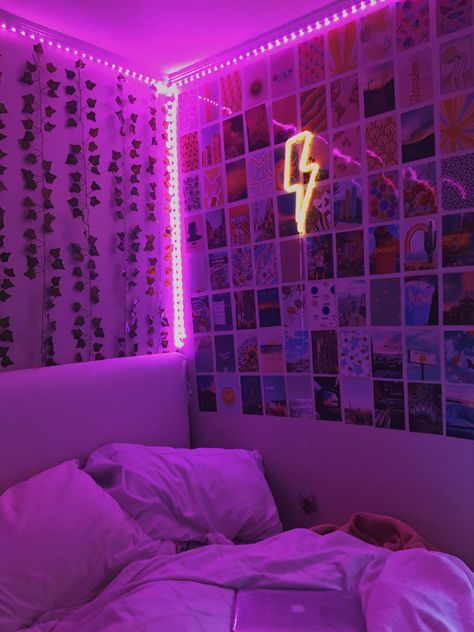 Neon Bedroom, Girl Apartment Decor, Teen Girl Room Decor, Chill Room, Indie Room Decor, Pinterest Room Decor, Indie Room, Led Stripes, Cozy Room Decor