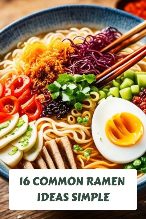 16 Common ramen toppings vegetarian Instant Ramen Bar Party, Ramen Buffet Ideas, Ramen Topping Ideas, Ramen Bar Ideas, Ramen Ideas, Ramen Toppings, Delicious Ramen, Ramen Dishes, Easy Ramen