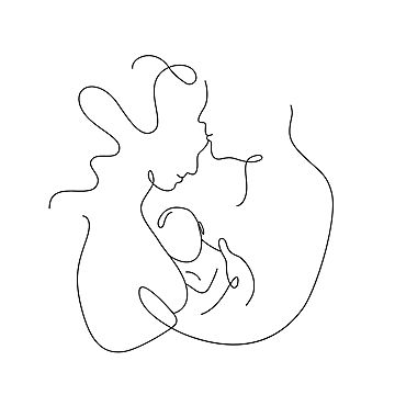 Doodle Family, Single Drawing, Mother Father And Baby, Drawing Family, Wing Drawing, Family Sketch, Baby Sketch, Drawing Line Art, Mom Dad Baby