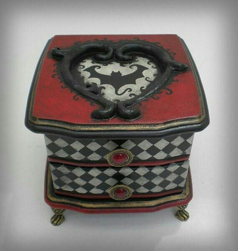 Nightmare Before Christmas Movie, Jewelry Box Makeover, Gothic Bedroom, Gothic Furniture, Jewelry Box Diy, Goth Home, Goth Home Decor, Goth Decor, Gothic Decor