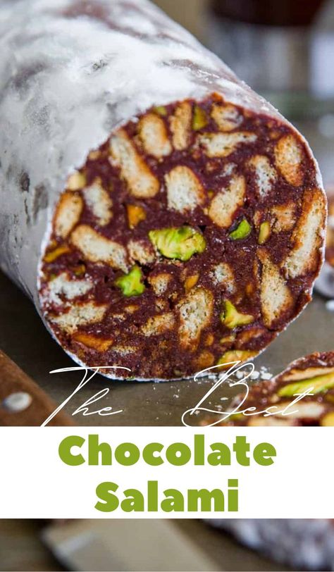 Chocolate Salami Recipe, Holiday Desert Recipes, Salami Recipe, Russian Chocolate, Italian Donuts, Chocolate Salami, Salami Recipes, Chocolate Caramel Pretzels, Chocolate Deserts