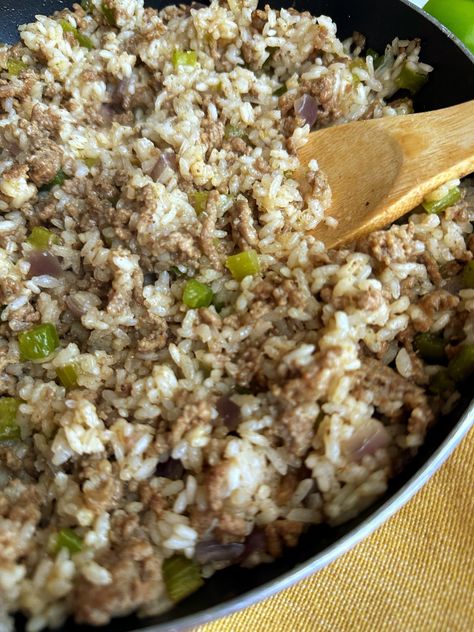 Easy Homemade Dirty Rice Homemade Dirty Rice, Dirty Rice Recipe Easy, Dirty Rice Recipe, Dirty Rice, Beef Sausage, Ground Sausage, Rice Recipe, Sausage Recipes, Food Lists